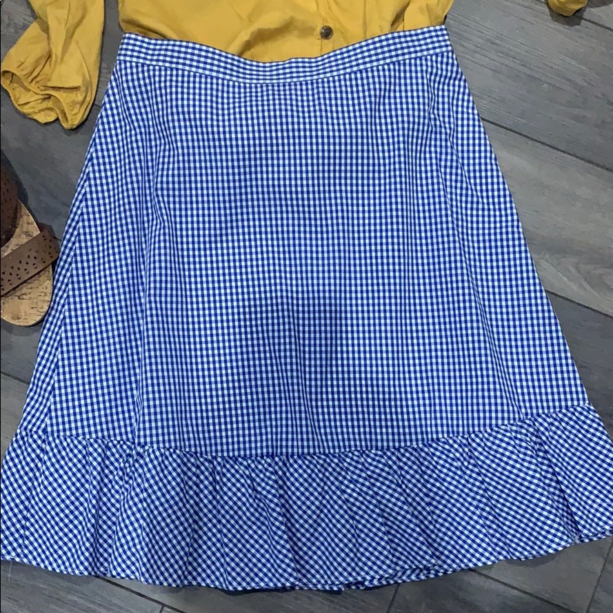 The Limited Gingham Blue And White Ruffled Skirt